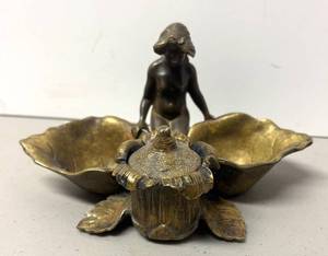 lot 161R image: O - Vintage Art Nouveau Figural Inkstand
