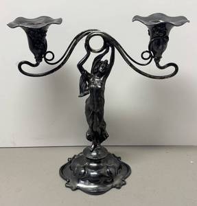 lot 187R image: O - Vintage Art Nouveau Figural Candelabra