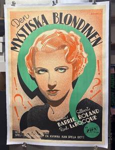 lot 199R image: FR - Fox Film Den Mystiska Blondinen Unframed Linen Print