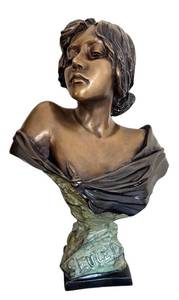 lot 8D image: DR - Emmanuel Villanis Seule Bronze Bust Sculpture - Reproduction