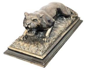 lot 9D image: DR - Henry 1940-41 Lion Sculpture - Vintage Cast Metal Desk Statue on Base
