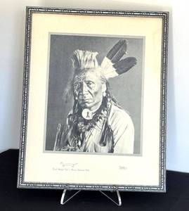 lot 11D image: DR - Chief Weasel Tail Photo Print - Glacier National Park, Antique Framed Portrait