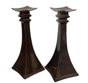 lot 22D image: DR - Pair of Vintage Art Deco Bronze Candle Holders