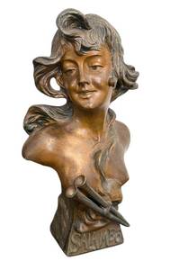lot 30D image: DR - Emmanuel Villanis Salambo Bust - Art Nouveau Bronze