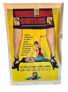 lot 34J image: DR - Three Bad Sisters Vintage Movie Poster 1955 Linen Mounted #55481