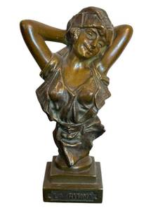 lot 39D image: DR - La Citana Bronze Bust - 7 in High Vintage Female Figure Sculpture with Patina