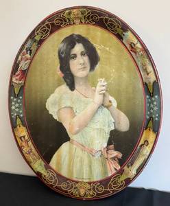 lot 44D image: DR - Julia Marlowe Tin Lithograph Tray - Antique Advertising  Vintage Art Nouveau Julia Marlowe Tin Lithograph Tray