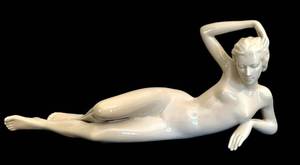 lot 60D image: DR - Metzler & Ortloff Nude Reclining Porcelain Figurine - German Art Deco,