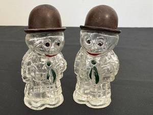 lot 61D image: DR - Moon Mullins Glass Salt & Pepper Shakers - Vintage Cartoon Pair
