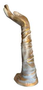 lot 75D image: DR - Vintage 18-Inch Hand Sculpture - Metallic Gold and Silver Finish