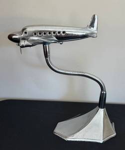 lot 83D image: BR - DC-3 Airplane Desk Lamp - Vintage Art Deco, Adjustable to 15.5 in