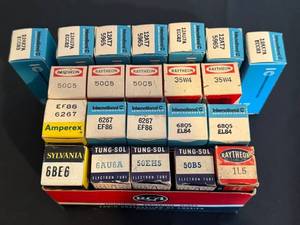 lot 96D image: DR - Raytheon Vacuum Tubes ECC83 12AX7A EF86 EL84 50C5 35W4