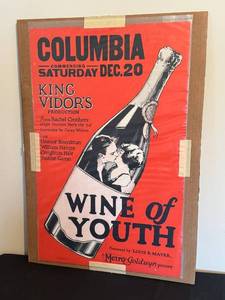 lot 100D image: Vintage Wine of Youth WC 1924 King Vidor Advertising Poster