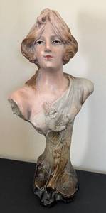 lot 151D image: DR - JWA 11060 Art Nouveau Ceramic Bust - Antique Portrait, 14 in H, Early 20th Century