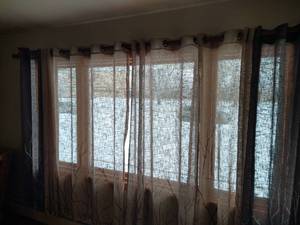 lot 5 image: 4 Panels Linen Weave Curtains