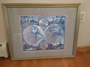 lot 22 image: Old World Framed Map Art
