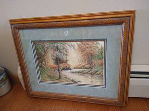 lot 29 image: Framed Rare Silk Embroidered Woodland Scene