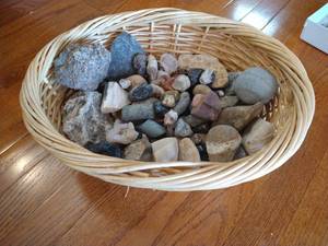 lot 30 image: Basket of Cool Rocks, Fossils, and Unknown Specials