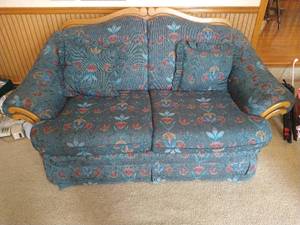 lot 51 image: Loveseat with Wooden Accents
