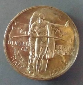 lot 124 image: Rare 1926 Oregon Trail Silver Commemorative Half Dollar