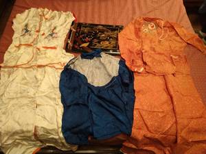 lot 130 image: (3) Vintage Silk Panama Shirts with (2) Pants & Hand Sewn Album