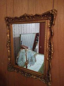 lot 134 image: Wall Mirror with Plastic Bronze-Look Frame