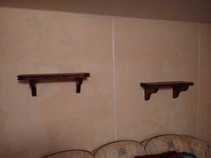 lot 158 image: (2) Heavy Wooden Shelves