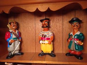lot 177 image: (3) Vintage Pirate Liquor Decanters