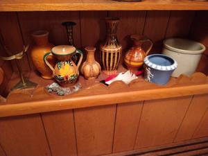lot 180 image: Bottom Shelf of Pottery