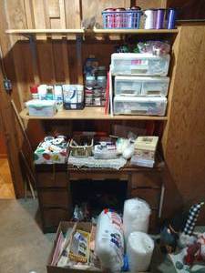 lot 193 image: Desk With Craft Supplies