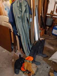 lot 202 image: High Boots, Overalls, Hunting Caps, and Snow Boots