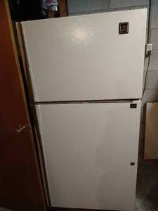 lot 215 image: GE Upright FridgeFreezer