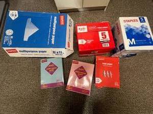 lot 100 image: Large Lot of Staples Copy and Multipurpose Paper Assorted Sizes and Colors