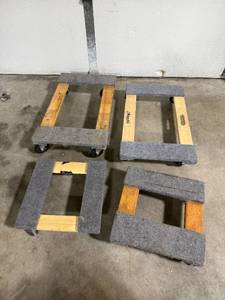 lot 112 image: Set of 4 Carpeted Furniture Dollies with Casters