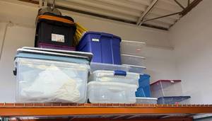 lot 123 image: Collection of Assorted Plastic Storage Totes and Bins