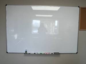 lot 129 image: 72x48 Inch Wall-Mounted Magnetic Whiteboard with Markers and Eraser