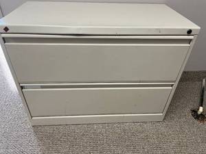 lot 150 image: Metal 2-Drawer Lateral Filing Cabinet, 36 in W x 18 in D x 28 in H