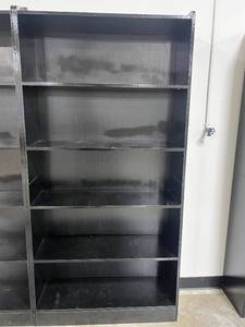 lot 23 image: Black 5-Shelf Bookcase 71x35.5x12 Inches - you disassemble & remove