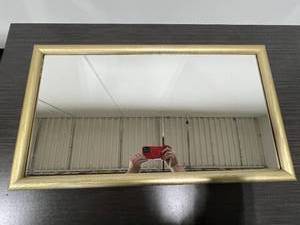 lot 34 image: Rectangular Wall Mirror with Gold-Tone Frame 32x18 in