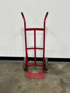 lot 45 image: Milwaukee Red Steel Hand Truck with Pneumatic Wheels