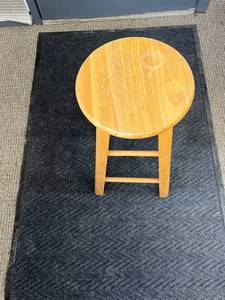 lot 55 image: 23-Inch Wooden Stool with Round Seat & 60 Long Entrance Mat