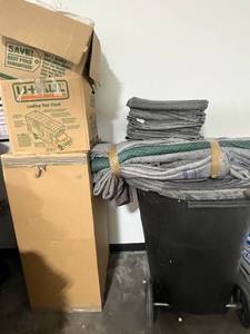 lot 85 image: Group of Moving Blankets, Used U-Haul Boxes, and Packing Materials & Large Trash Bin