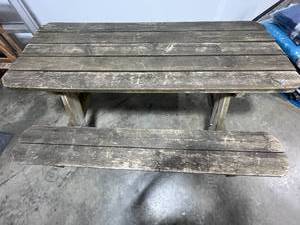 lot 86 image: Wooden Picnic Table with Attached Benches, 6 Feet Wide