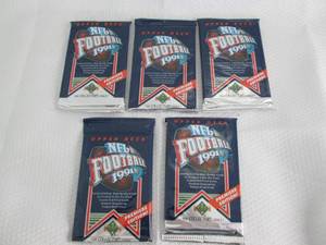 lot 201 image: 5 1991 Upper Deck Football Packs...