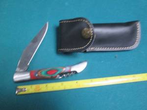 lot 502 image: Hand crafted pocket knife with a le...