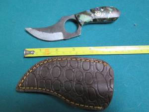 lot 503 image: Hand crafted knife with a leather s...