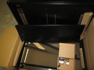 lot 97 image: Locking glass front steel cabinet m...