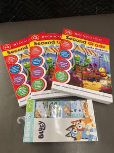 lot 25 image: Scholastic Second Grade Jumbo Workbook 3-Pack & Bluey 6 Briefs 2T-3T