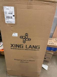 lot 29 image: Xing Lang Shopping Cart on Wheels with Liner - Black - 59 x 8 x 120 cm