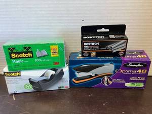lot 43 image: Scotch Tape and Dispenser, Swingline Stapler and Staples